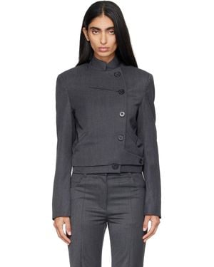 OPEN YY Veston Gris En Laine À Double Boutonnage - Noir