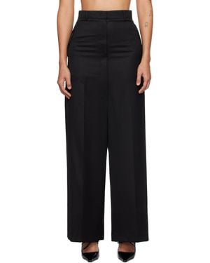 Pushbutton Side Folded Wide Trousers - Black
