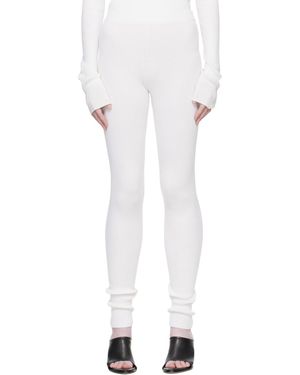 Rier Off- Fine Rib Silk Longjohn Leggings - White