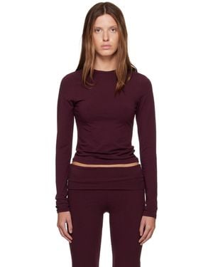 Skims Burgundy Cotton Jersey Long Sleeve T-Shirt - Red
