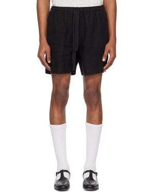 Commas Linen Lounge Shorts - Black