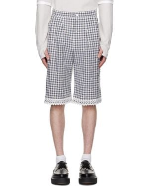 Anna Sui Ssense Exclusive & Daisy Embroidery On Gingham Shorts - Black