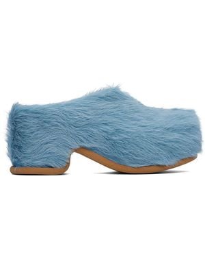 Dries Van Noten ブルー フェイクファー クロッグ