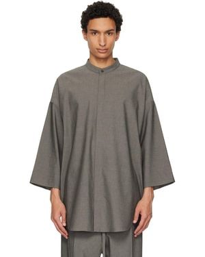 Fear Of God Cotton Wool Oxford Relaxed Short Sleeve Shirt - Grey