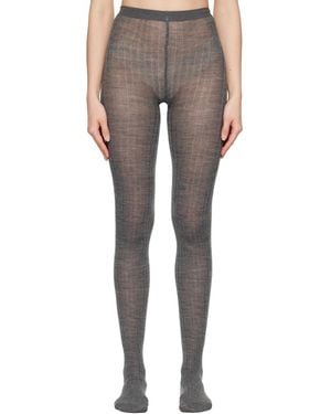 Jil Sander Ribbed Wool Tights - Grey
