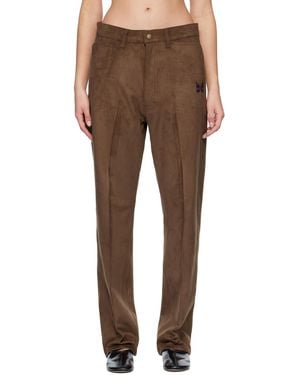 Needles Straight Faux-Suede Trousers - Brown