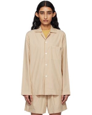 Tekla Tan & Poplin Long-Sleeved Pajama Shirt - Natural