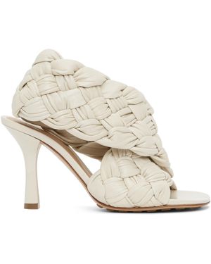 Bottega Veneta The Board 90 Lambskin Sandals With Intrecciato Straps - White
