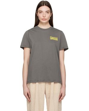 Ganni グレー Loveclub Tシャツ - ブラック