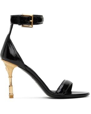 Balmain Moneta Patent Leather Sandals - Black