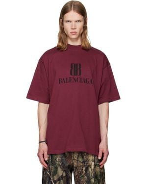Balenciaga Burgundy Nano Bb Medium Fit T-Shirt - Red