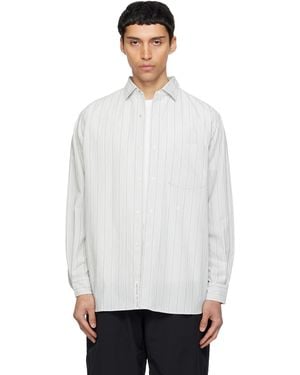 Nanamica Regular Collar Stripe Wind Shirt - White