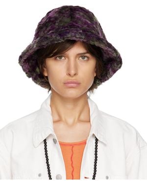 Needles Chapeau bob mauve et vert en fourrure synthétique - Multicolore