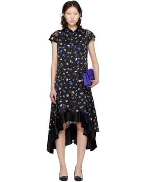 Sacai Floral Printed Midi Dress - Black