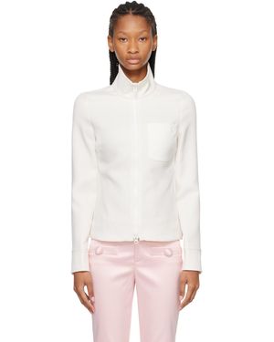 Courreges Haut Blanc En Sergé À Glissière Et À Poche Plaquée