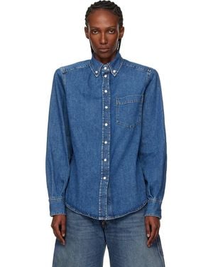 Mugler Denim Power Shirt - Blue
