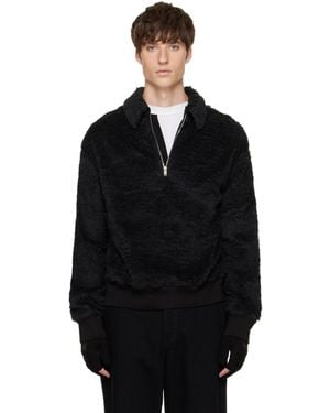 MASTERMIND WORLD Shaggy Half-Zip Polo - Black