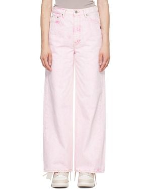 A Bathing Ape Crystal Stone Sta Logo Baggy Jeans - Pink