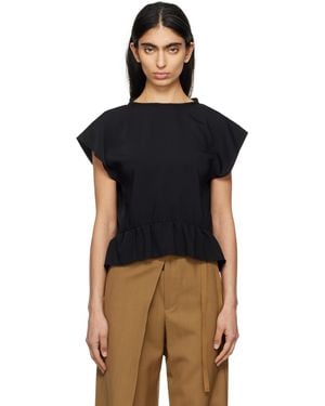 MM6 by Maison Martin Margiela ブラック Fluid ラッフル ブラウス