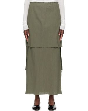 Lauren Manoogian Khaki Raw Layer Maxi Skirt - Green