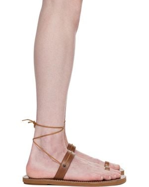 Dries Van Noten タン アンクルストラップ サンダル - ブラウン