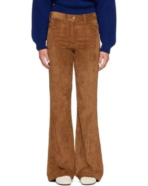 Moncler Tan Corduroy Wide Leg Trousers - Brown