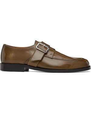 Marni Khaki Shaded Leather Buckle Monkstraps - Brown