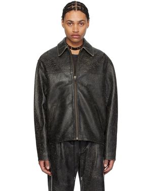 Guess Collar Leather Jacket - Black