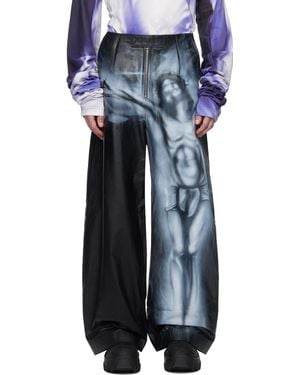 Gerrit Jacob Ssense Exclusive & Hand-Airbrushed Leather Pants - Black