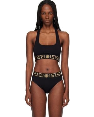 Versace Nylon-Blend Bikini Top - Black