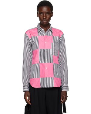 Comme des Garçons ホワイト コットンブロード ストライプ シャツ - ピンク