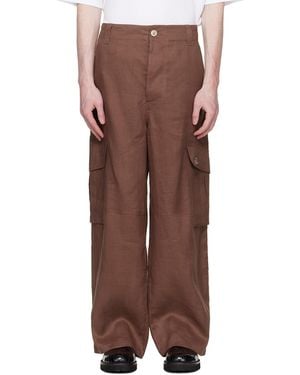 Marni Wave Logo Ramie Cargo Pants - Brown