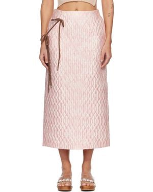 Simone Rocha Quilted Offset Pencil Midi Skirt - Pink
