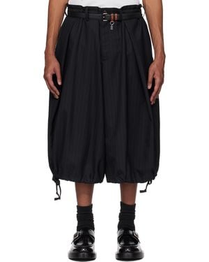 KHOKI Wide-Leg Cropped Shorts - Black