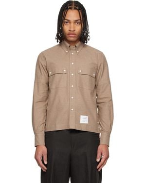 Thom Browne Cotton Flannel Utility Shirt - Black