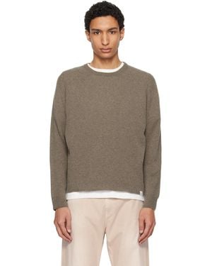 Merz B. Schwanen Taupe Lightweight Merino Wool-Cashmere-Silk Jumper - Brown