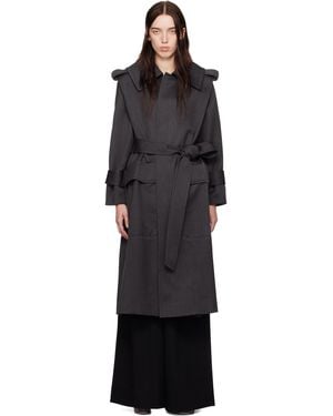 Victoria Beckham Belted Wool Trench Coat - Black