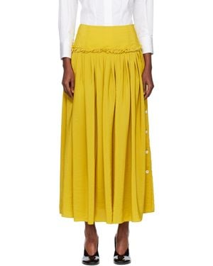 Lanvin Basque Charmeuse Midi Skirt - Yellow