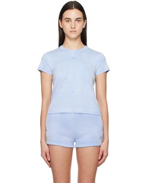 T By Alexander Wang T-Shirt Rétréci Bleu À Logo En Relief