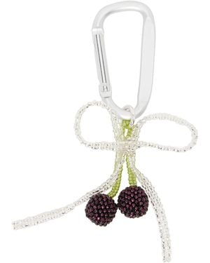 Pura Utz Dark Cherry Bow Carabiner Keychain - White