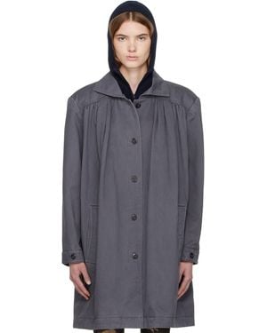 OPEN YY Over Shirred Top Coat - Blue