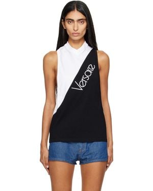 Versace Embroidered-Logo Cotton-Jersey Tank Top - Black