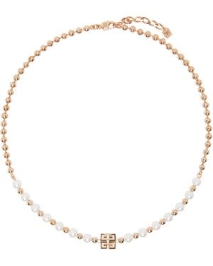 Givenchy Collier Doré Rose À Perles Et À Breloque À Logo 4G - Métallisé