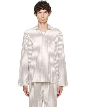 Tekla Off- & Poplin Long-Sleeved Pyjama Shirt - White