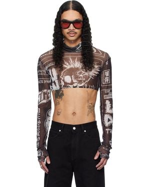Lu'u Dan Masked Mesh Crop Top - Black