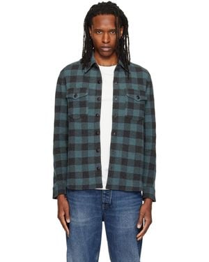 RRL Plaid Wool-Cashmere Overshirt - Blue