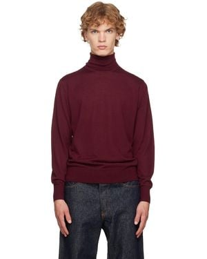 Dries Van Noten Burgundy Merino Wool Turtleneck - Red