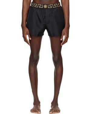 Versace ブラック グレカ スイムショーツ - ブルー