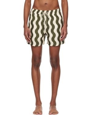 Oas Khaki & Waver Swim Shorts - Multicolour