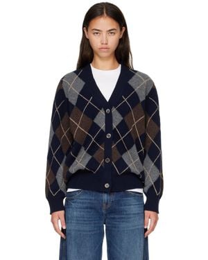 &Daughter Cardigan Ava Bleu Marine Et Gris À Motif Argyle - Noir